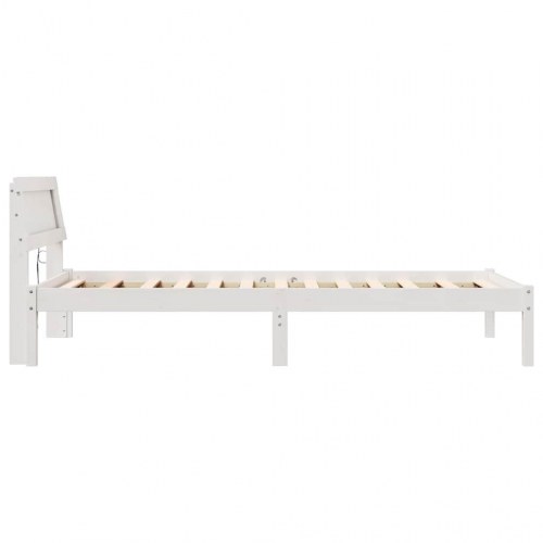 Sengestel med hovedgærde - hvid 100 x 200 cm i massiv fyrretræ