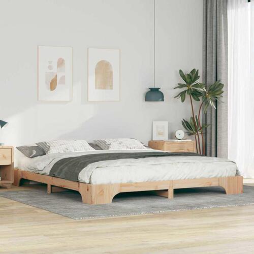 Gulv seng ramme Brun 200 x 210 cm Massivt fyrretræ