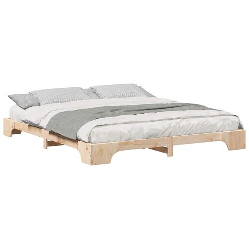 Gulv seng ramme Brun 200 x 210 cm Massivt fyrretræ