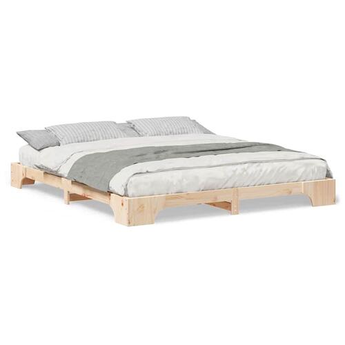 Gulv seng ramme Brun 200 x 210 cm Massivt fyrretræ