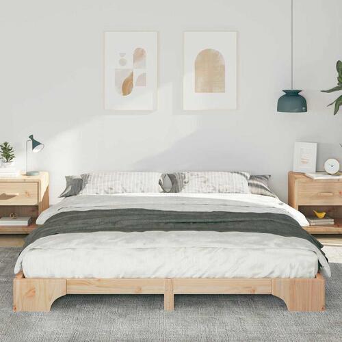 Gulv seng ramme Brun 200 x 210 cm Massivt fyrretræ