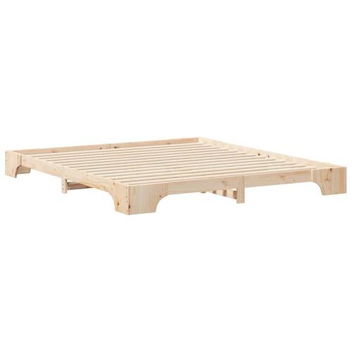 Gulv seng ramme Brun 200 x 210 cm Massivt fyrretræ
