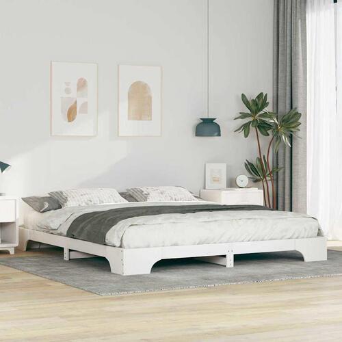 Gulv seng ramme Hvid 180 x 220 cm Massivt fyrretræ