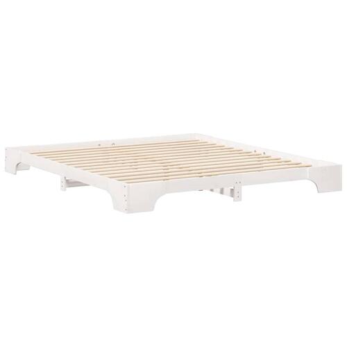 Gulv seng ramme Hvid 180 x 220 cm Massivt fyrretræ
