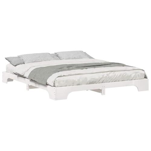 Gulv seng ramme Hvid 180 x 220 cm Massivt fyrretræ