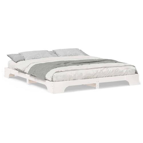 Gulv seng ramme Hvid 180 x 220 cm Massivt fyrretræ