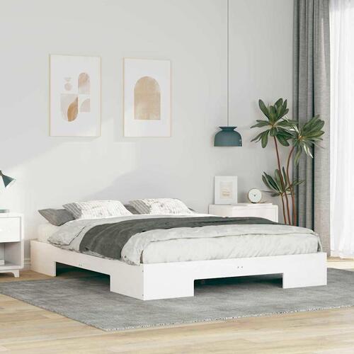 Gulv seng ramme Hvid 140 x 200 cm Massivt fyrretræ