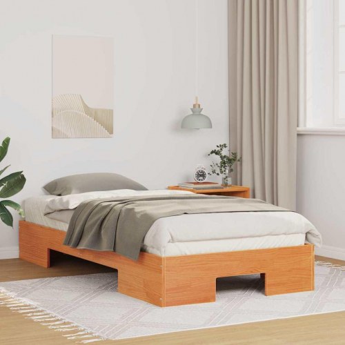 Gulv seng ramme Brun 90 x 190 cm Massivt fyrretræ