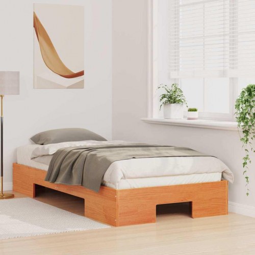 Gulv seng ramme Brun 90 x 190 cm Massivt fyrretræ