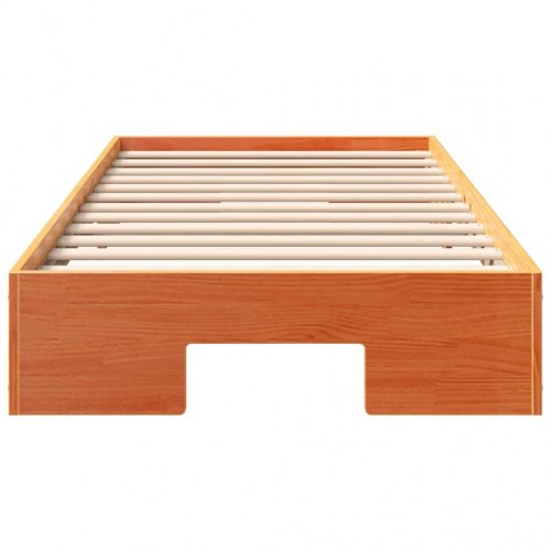Gulv seng ramme Brun 90 x 190 cm Massivt fyrretræ