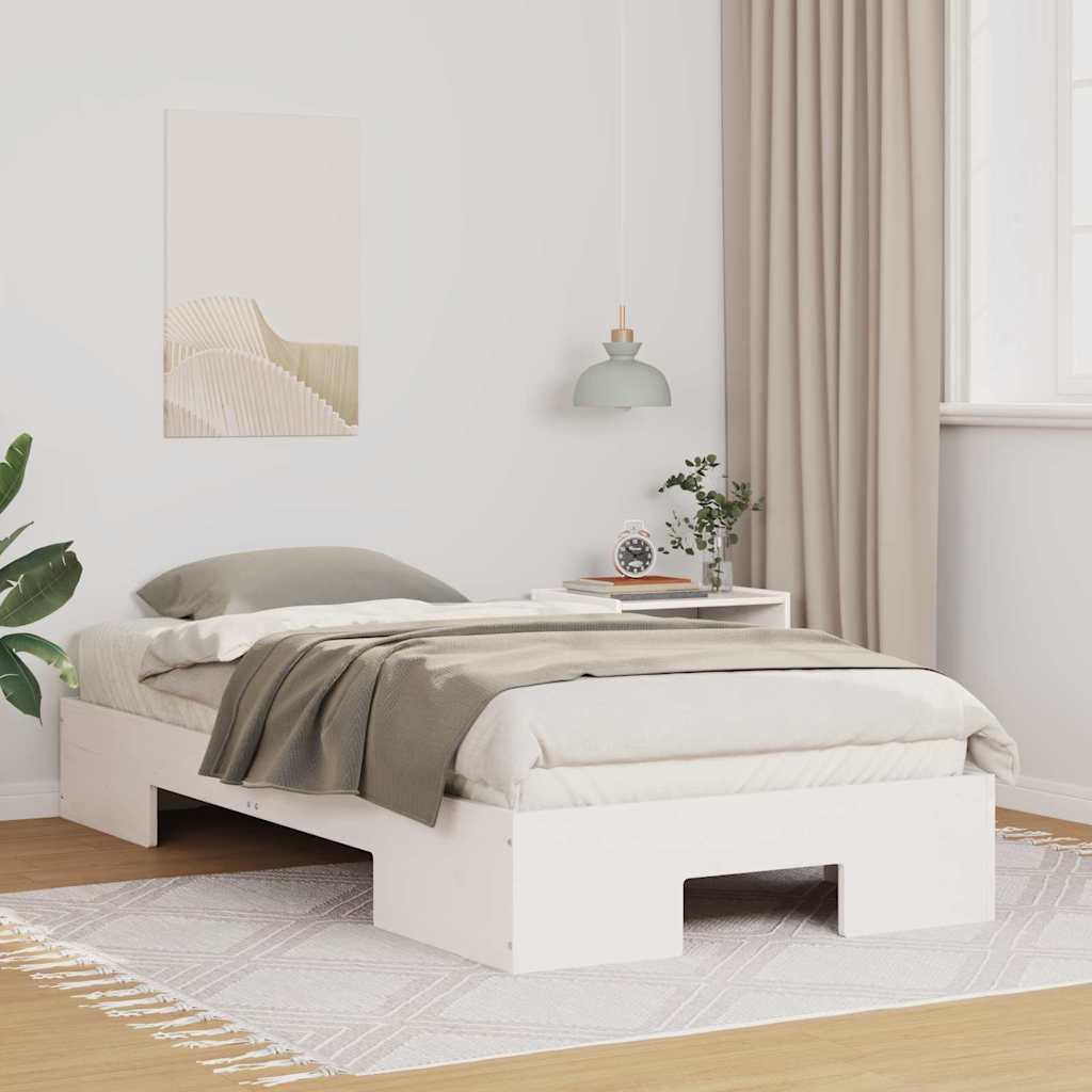 Gulv seng ramme Hvid 75 x 190 cm Massivt fyrretræ billede