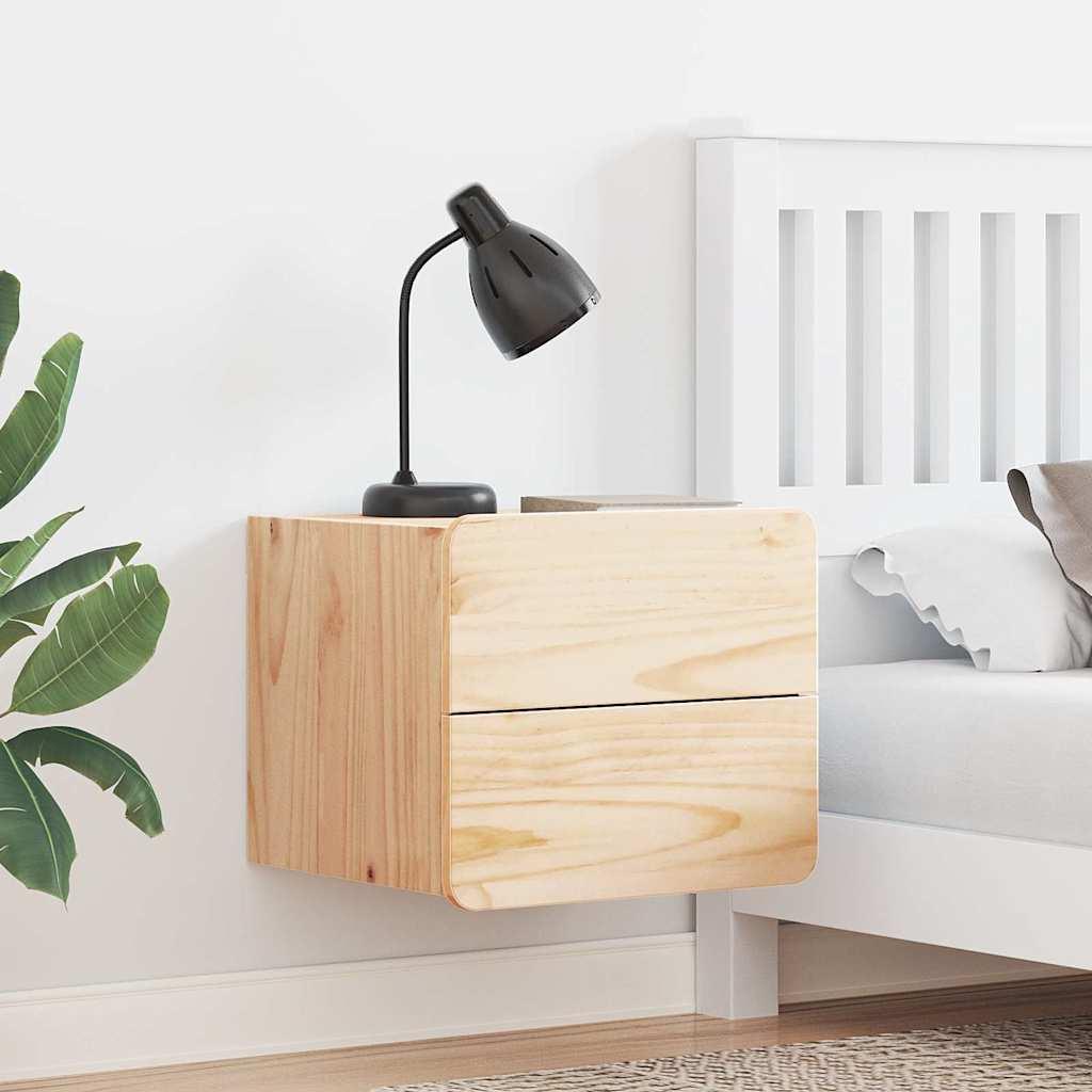 Sengebord 2 Dele Brun 39 X 34 X 33 Cm Massivt Fyrretræ