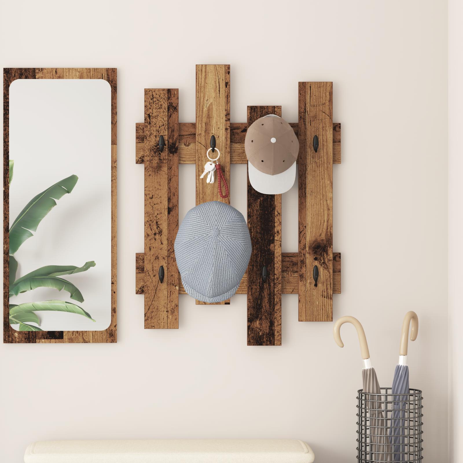 Vægmonteret Jakkeholder Vægmonteret Gammelt træ 60 x 3 x 82 cm billede