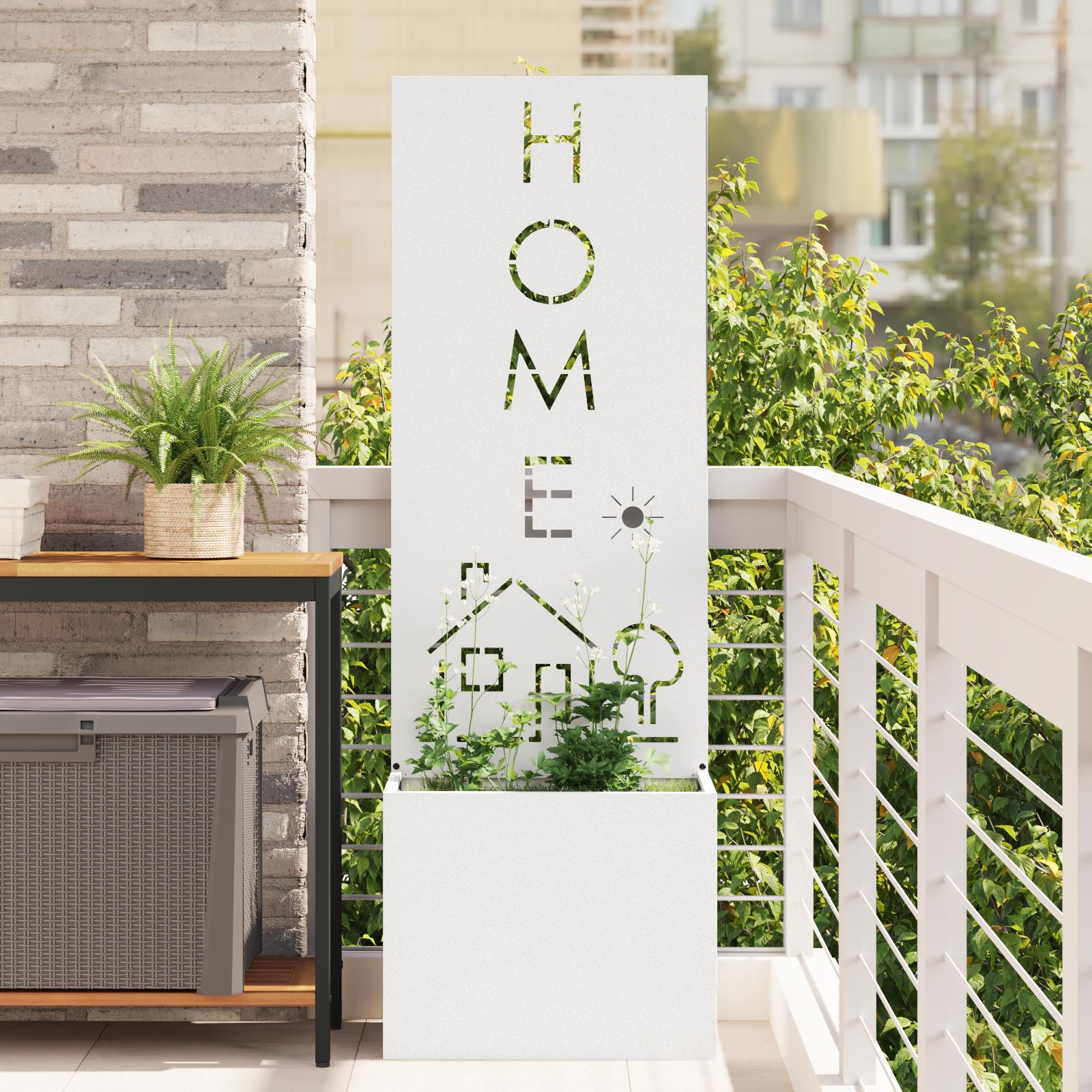 Havest vase med dekorativ panel Hvid 50 x 140 cm