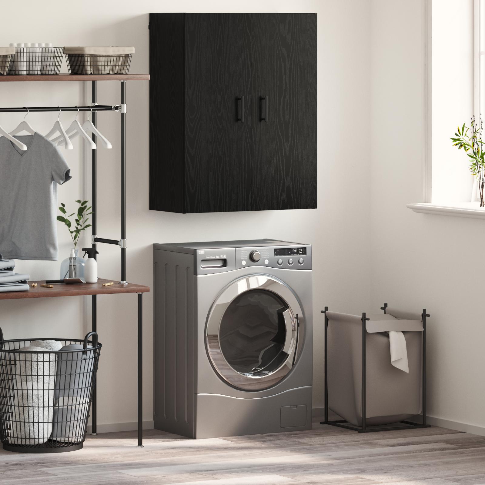 Vægskab med hylde Sort eg 69.5 x 34 x 90 cm Konstrueret træ