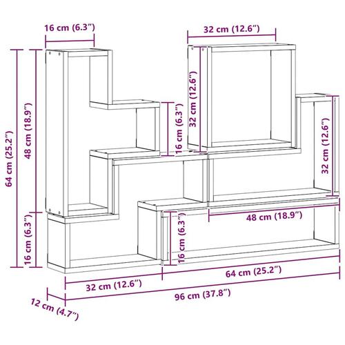 Væg Cube med hylde Vægmonteret Andet med opbevaring Sort eg 96 x 12 x 64 cm Konstrueret træ