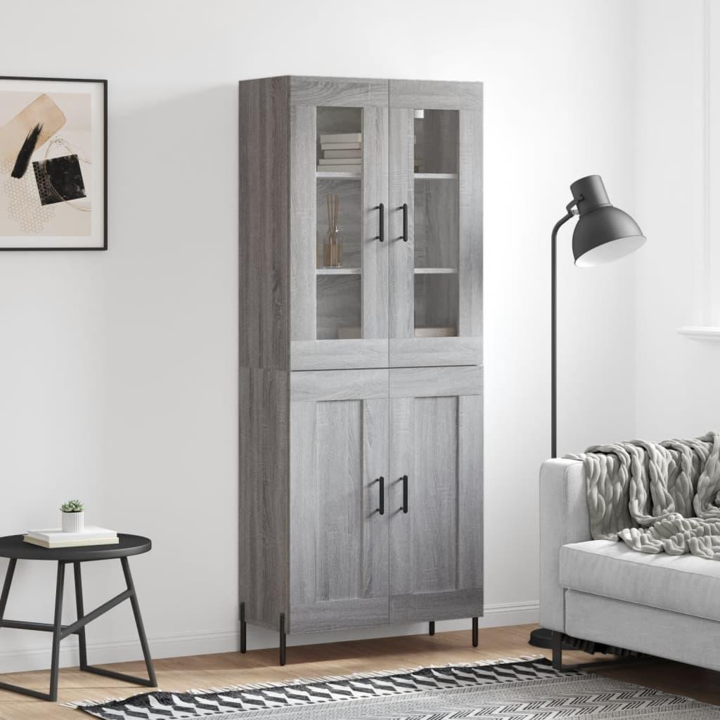 Højskab 69,5x34x180 cm konstrueret træ grå sonoma-eg billede