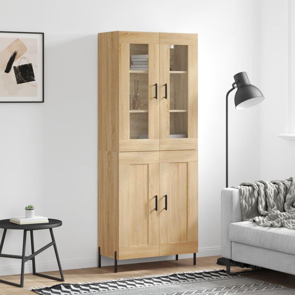 Højskab 69,5x34x180 cm konstrueret træ sonoma-eg billede