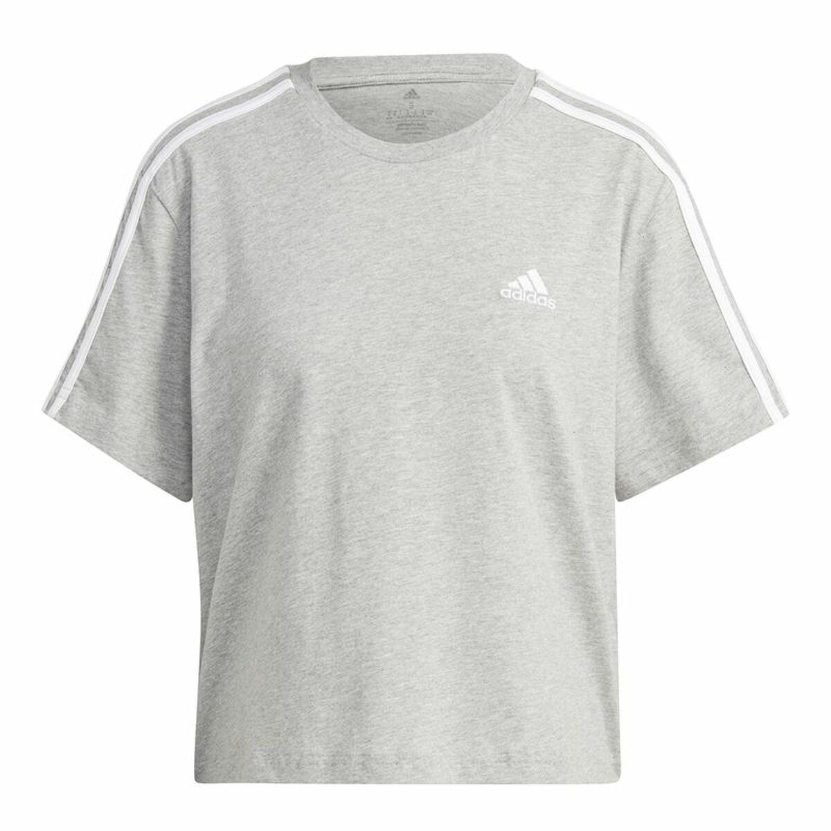 Adidas 3S Cropped T-shirt til damer, lysegrå (XS)