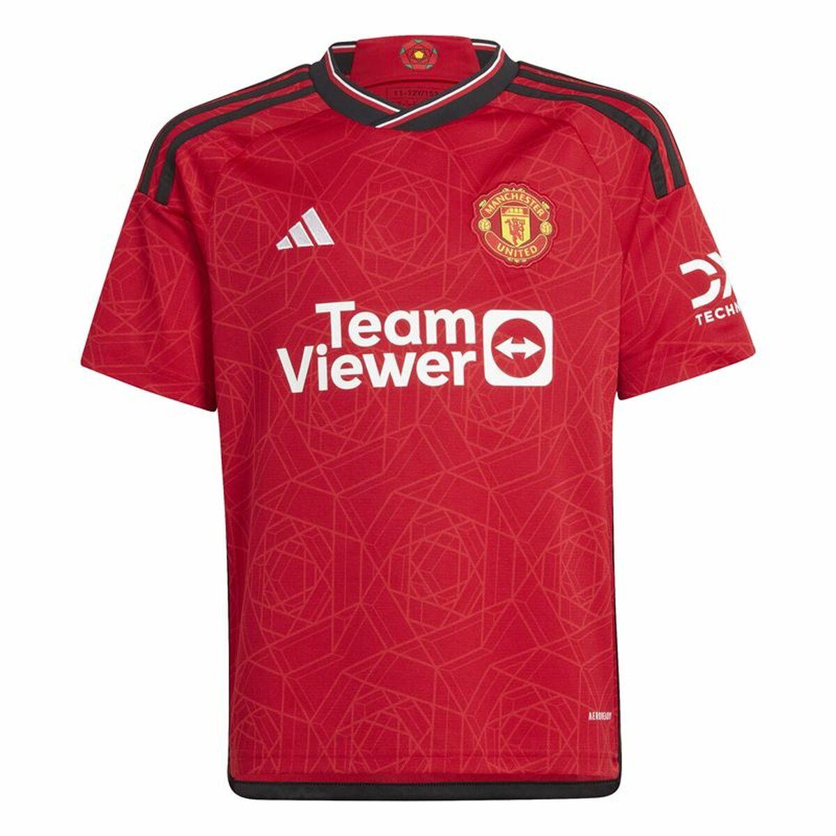 Adidas Manchester United fodboldtrøje til børn, kortærmet (7-8 år)