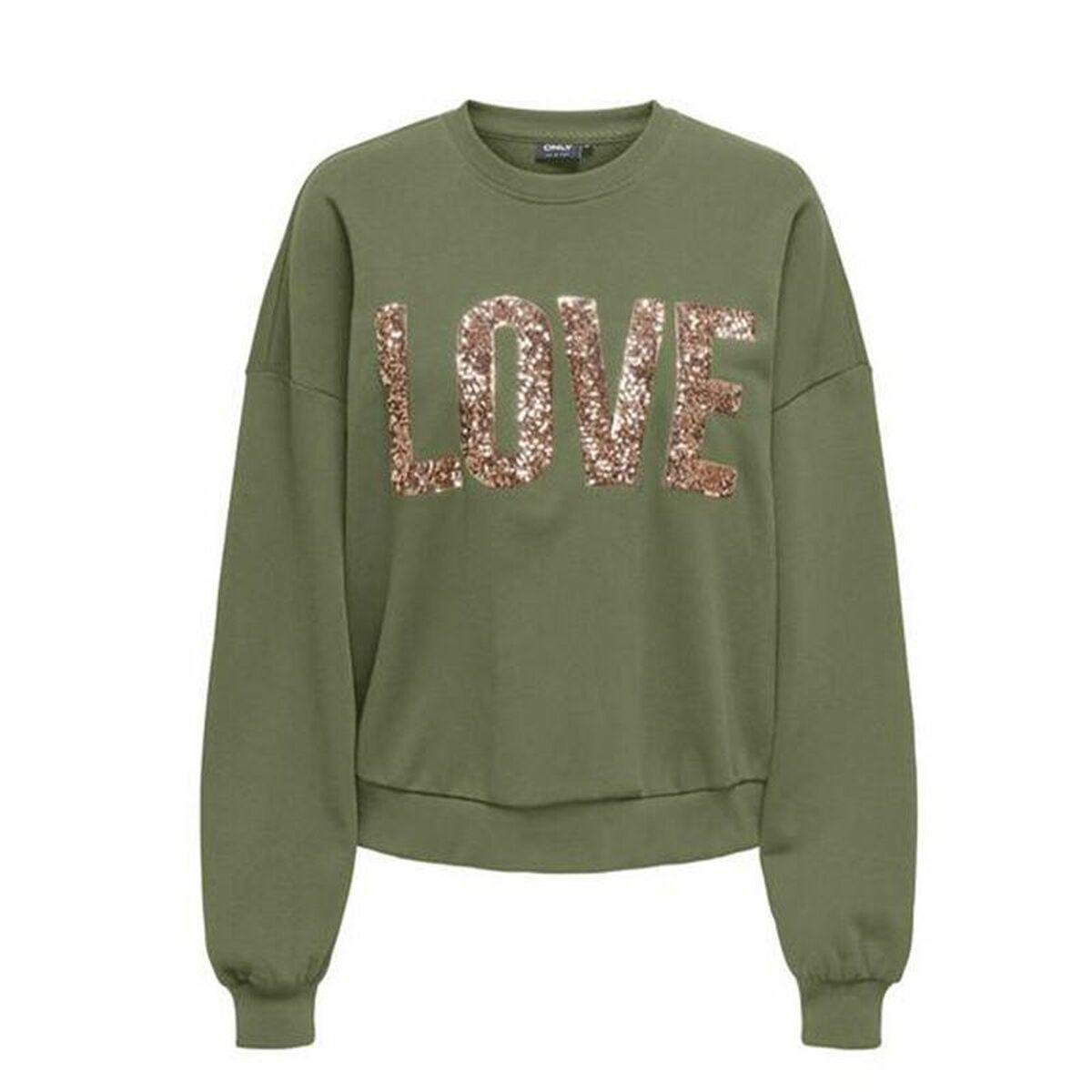 Only Onlkatya L/S Love sweatshirt til kvinder - oliven, str. S