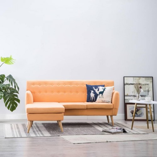 L-formet sofa med chaiselong - 171,5×138×81,5 cm, stof, orange