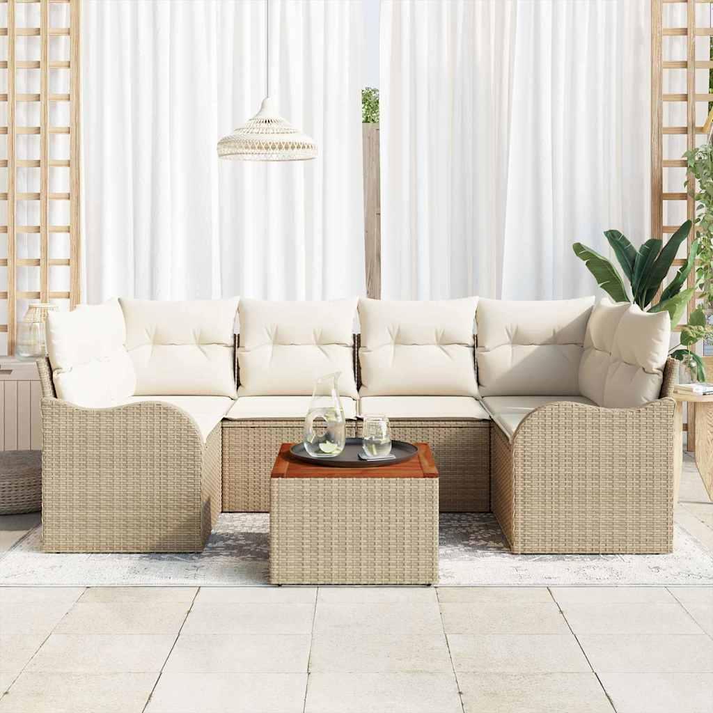 Havesofa Sæt 7 stk Beige og hvid billede
