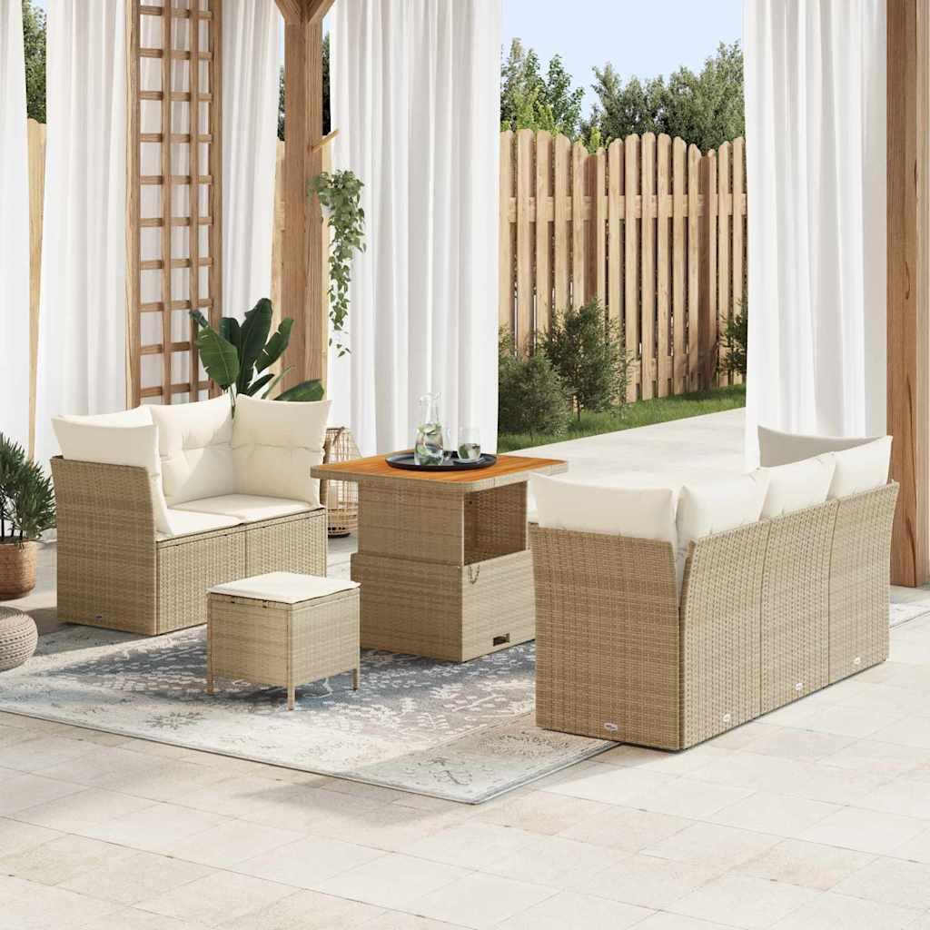 Havesofa Sæt 8 stk beige og cremefarvet 80 x 80 x 71 cm billede