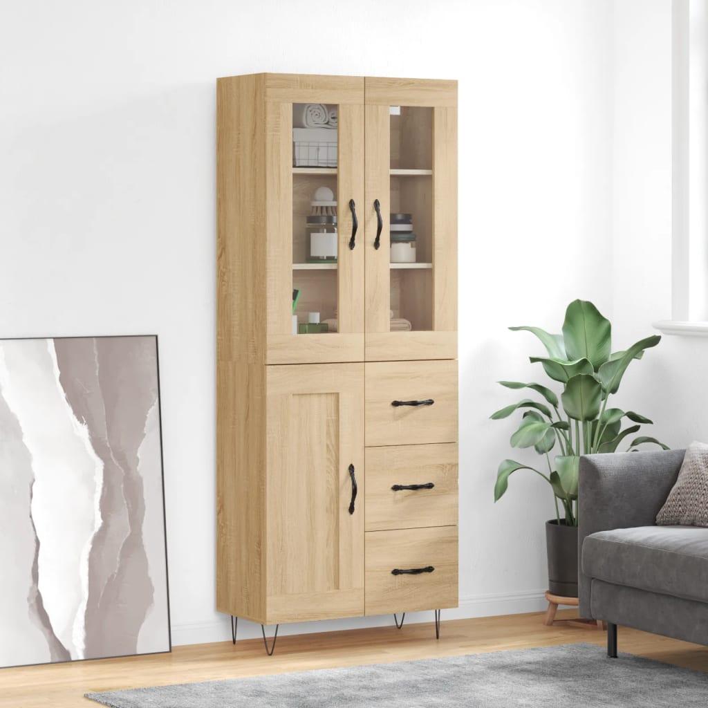 Højskab 69,5x34x180 cm konstrueret træ sonoma-eg billede