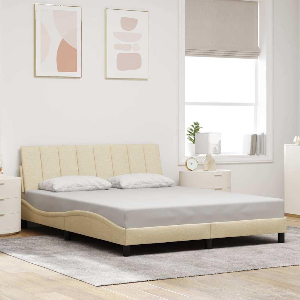 Sengeramme uden madras Hanko 160x200 cm stof cremefarvet billede