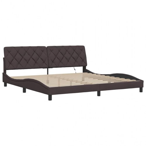 Sengeramme med LED uden madras 200 x 200 cm stof mørkebrun