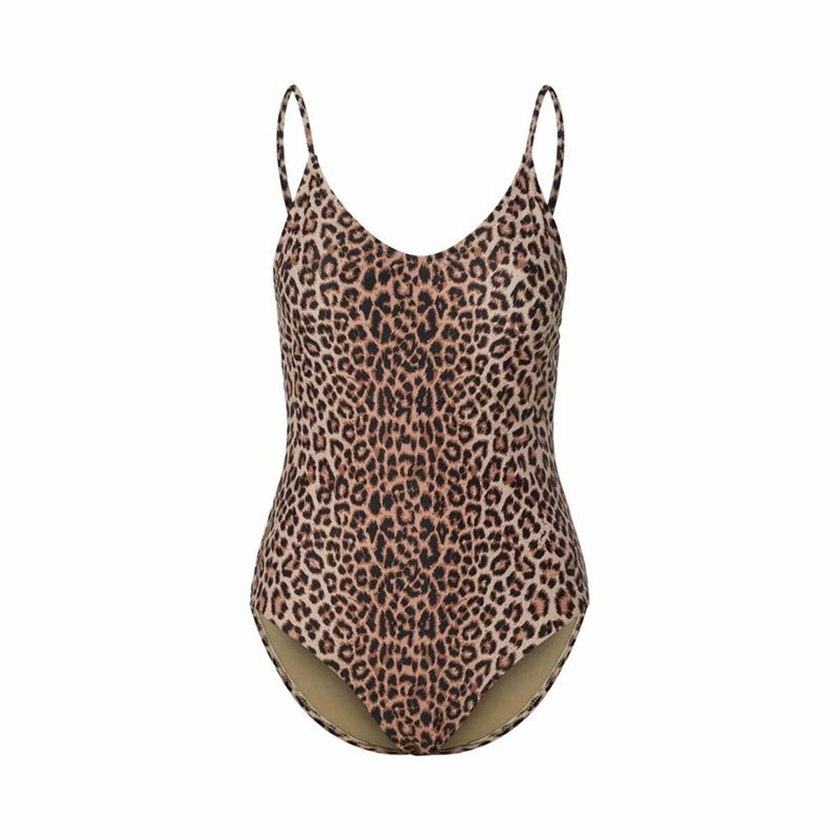 Pieces badedragt til kvinder - leopardlook, sort, str. L