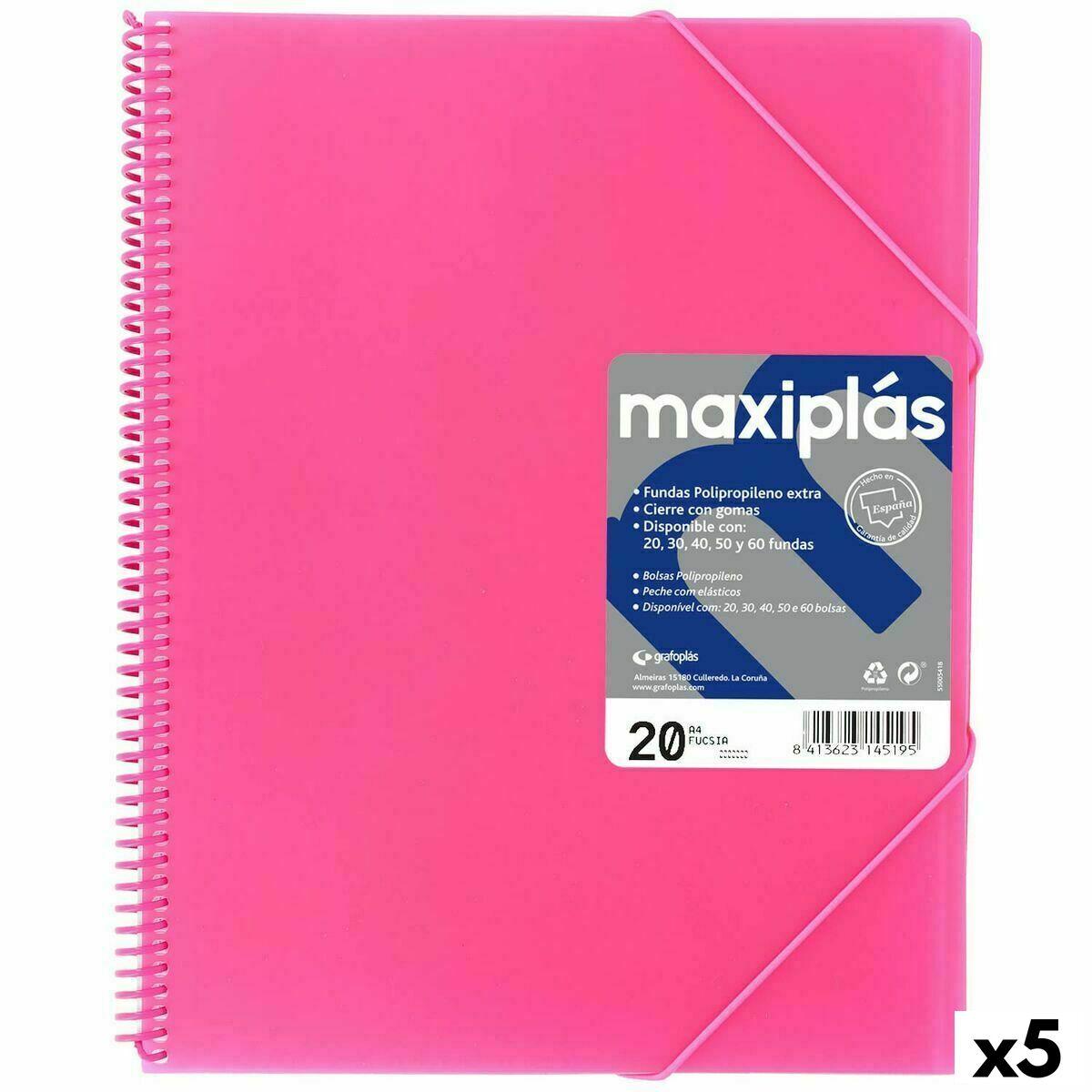 Grafoplas MAXIPLÁS organiser mappe A4 - Fuchsia (5 stk)