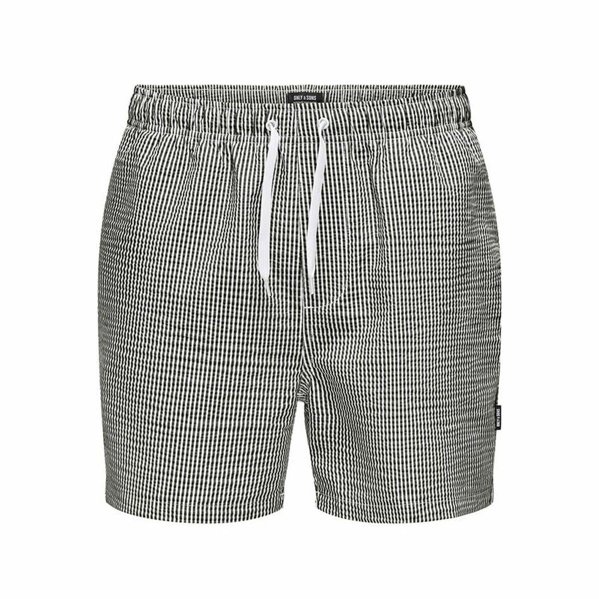 Only & Sons Onsted Stripe Seersucker badebukser - Hvid/Sort (M)