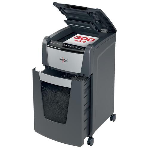 Rexel Optimum Auto+ 300X papirmakulator - 60 l, sort/grå