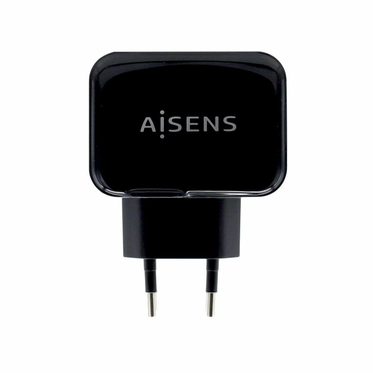 Vægoplader Aisens 17 W - 2x USB - Sort