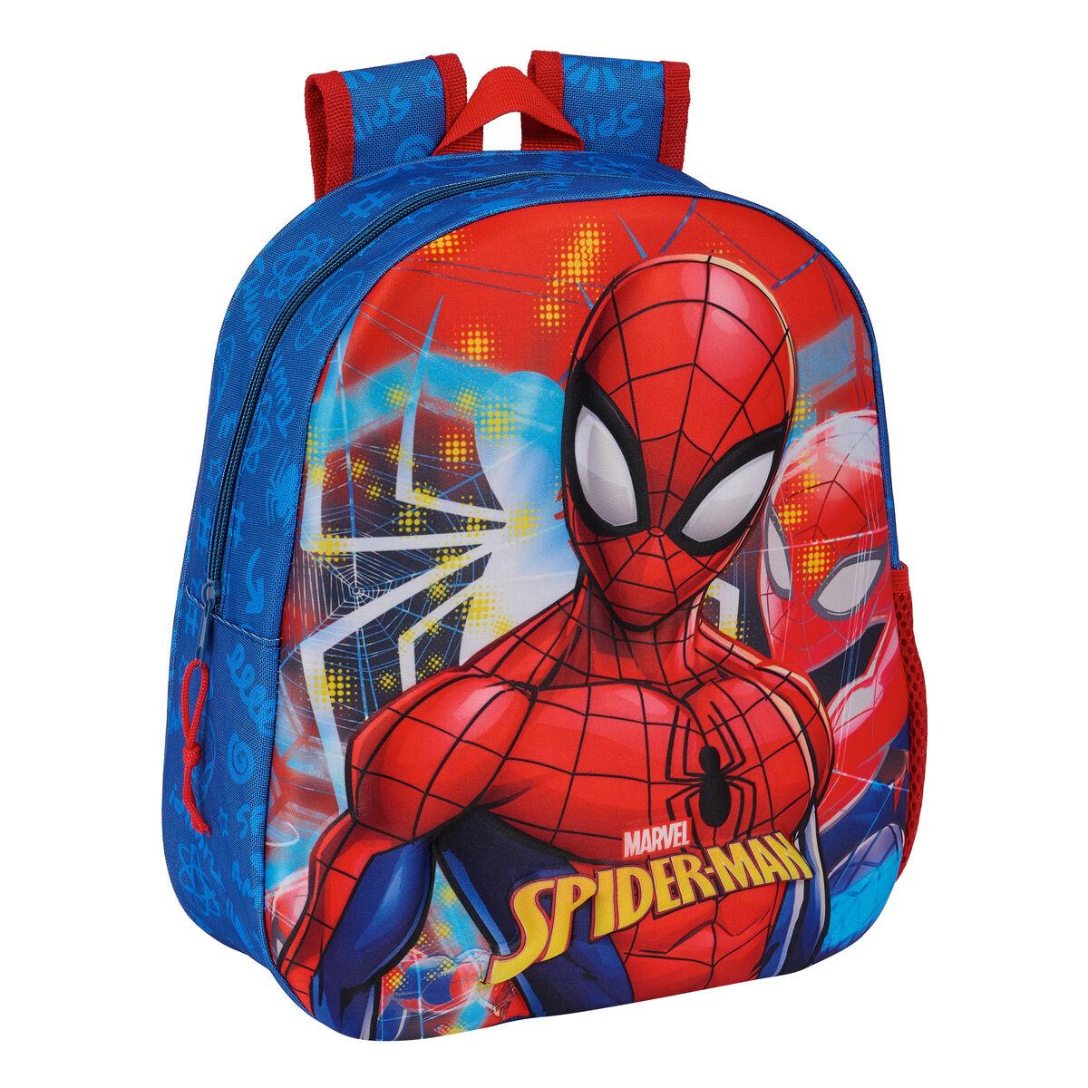 Skoletaske Spider-Man 3D - rød/marineblå 27 × 33 × 10 cm billede