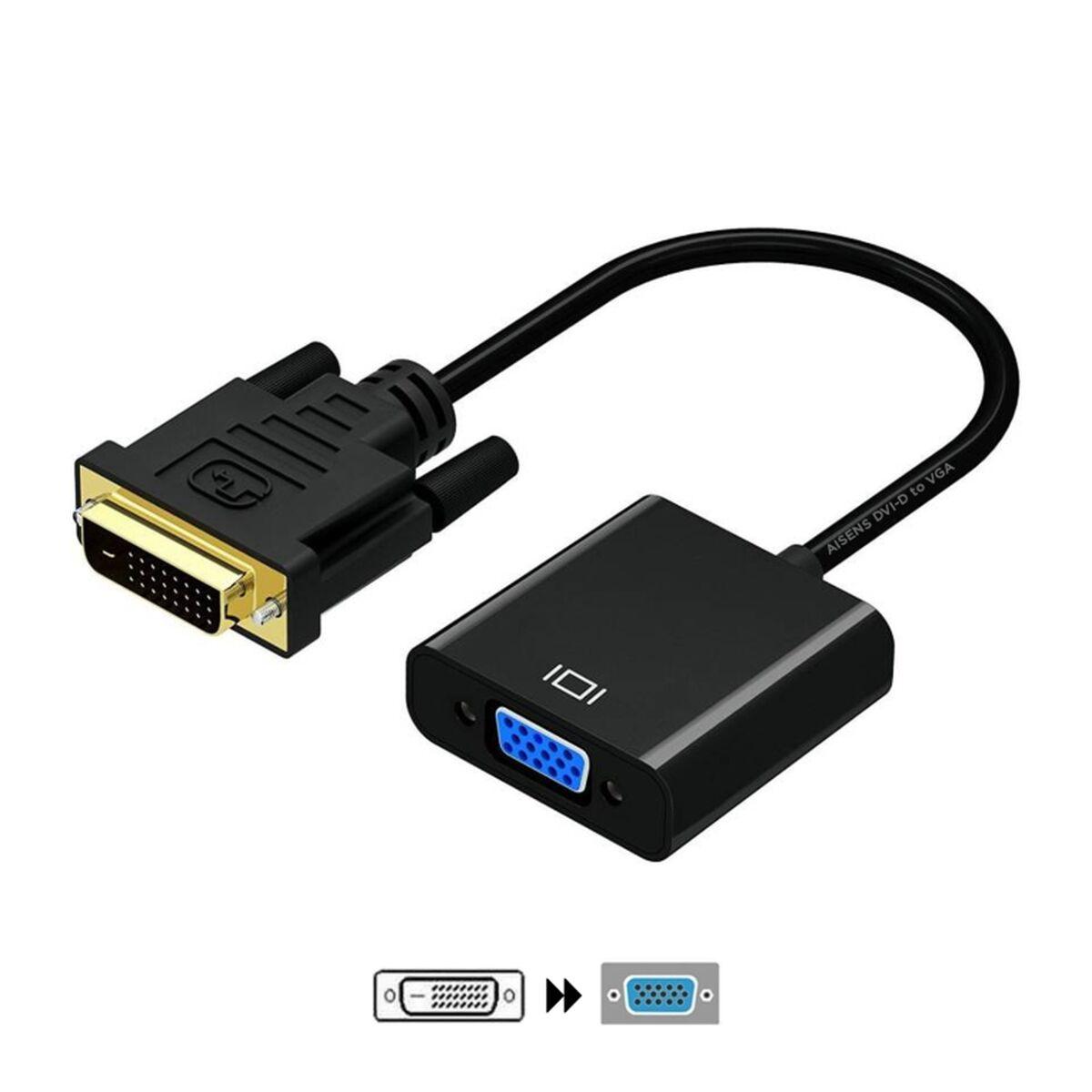 Aisens DVI-D til VGA-adapter (Sort, 10 cm)