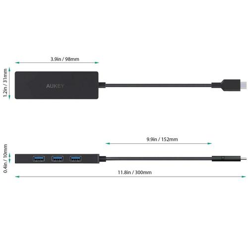 Aukey USB Hub CB-C64 - 4x USB 3.2, 5 Gbit/s, sort