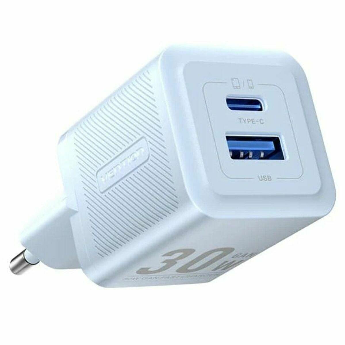 Vention FEQL0-EU vægoplader 30 W - USB-C + USB-A