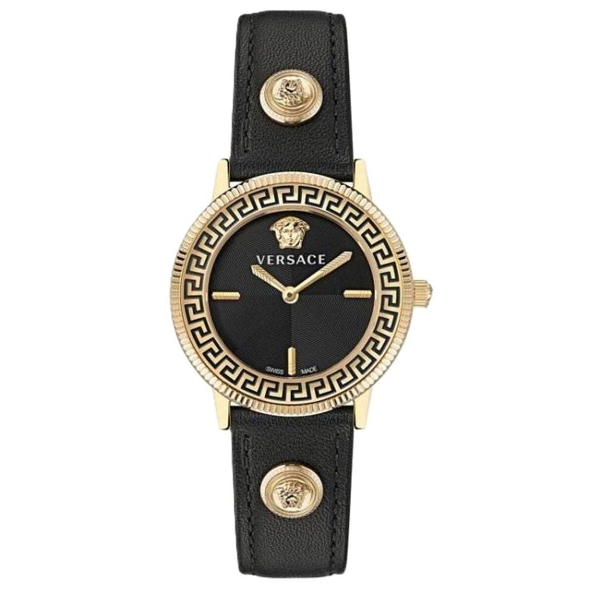 Versace V-TRIBUTE 2H dameur - sort læderrem, Ø 36 mm