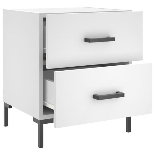 Sengeborde 2 stk. - 40×35×47,5 cm i hvid konstrueret træ med metalben