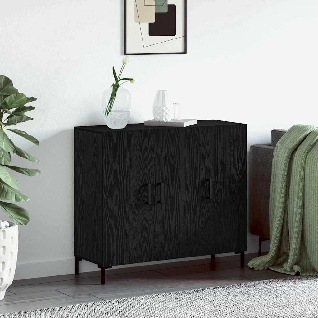 Sideboard med opbevaring med dør Sort 90 x 34 x 80 cm Konstrueret træ