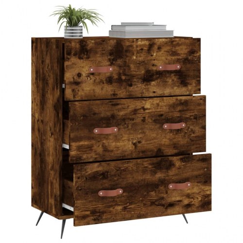 Kommode 69,5×34×90 cm i konstrueret træ - røget egetræsfarve