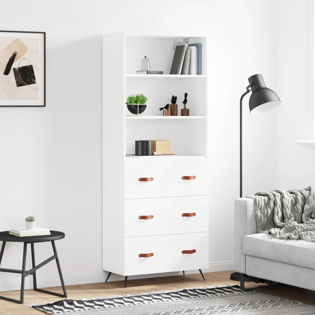 Højskab 69,5x34x180 cm konstrueret træ hvid billede