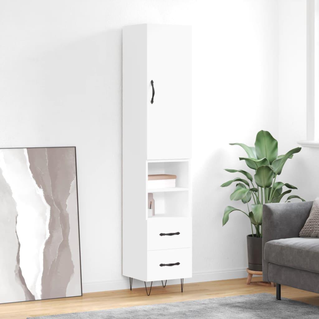Skab 34,5x34x180 cm konstrueret træ hvid billede