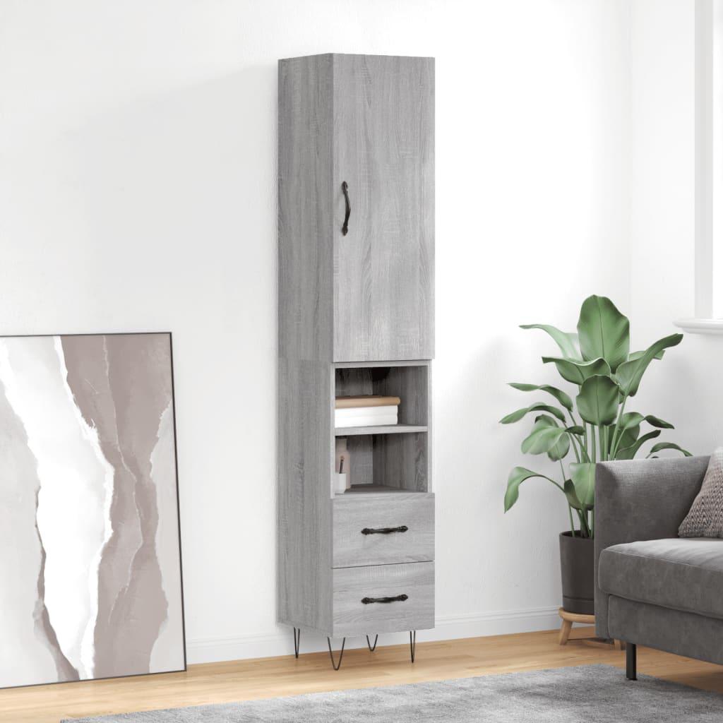 Højskab 34,5x34x180 cm konstrueret træ grå sonoma-eg billede