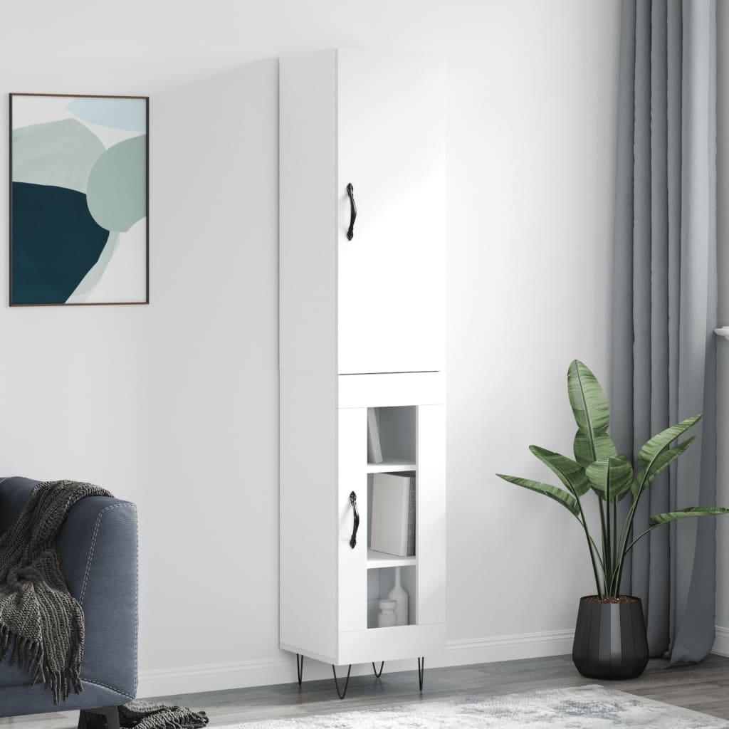 Skab 34,5x34x180 cm konstrueret træ hvid billede