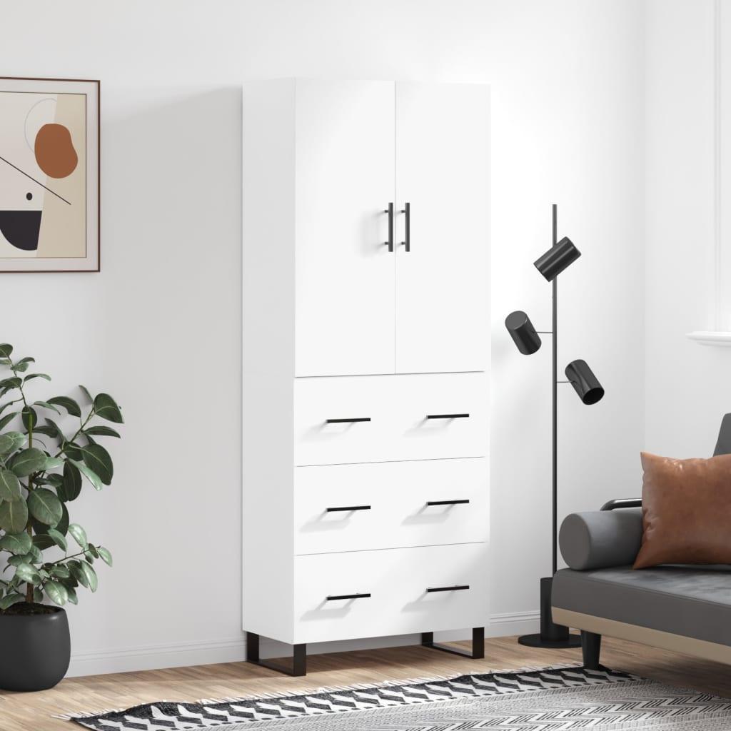 Højskab 69,5x34x180 cm konstrueret træ hvid billede