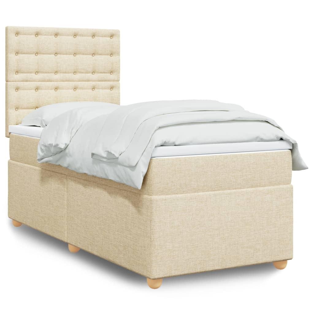 Kontinentalseng med madras 80×200 cm - stof, cremefarvet billede